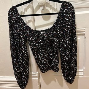 Reformation polka dot long sleeve blouse